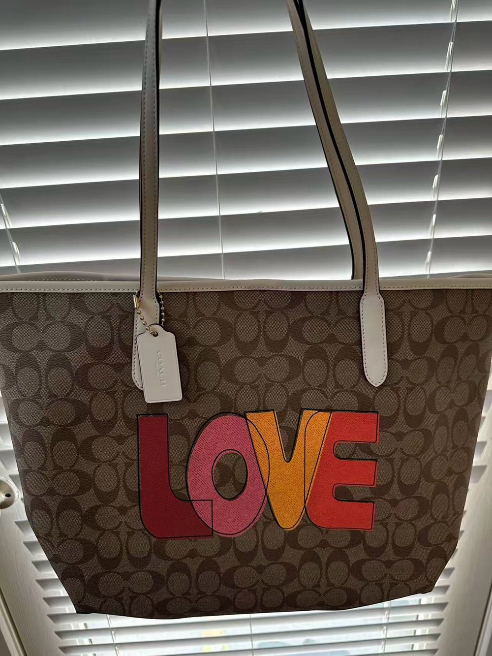 Coach Brown Signature 'LOVE’ Limited Edition Valentine’s Tote Bag